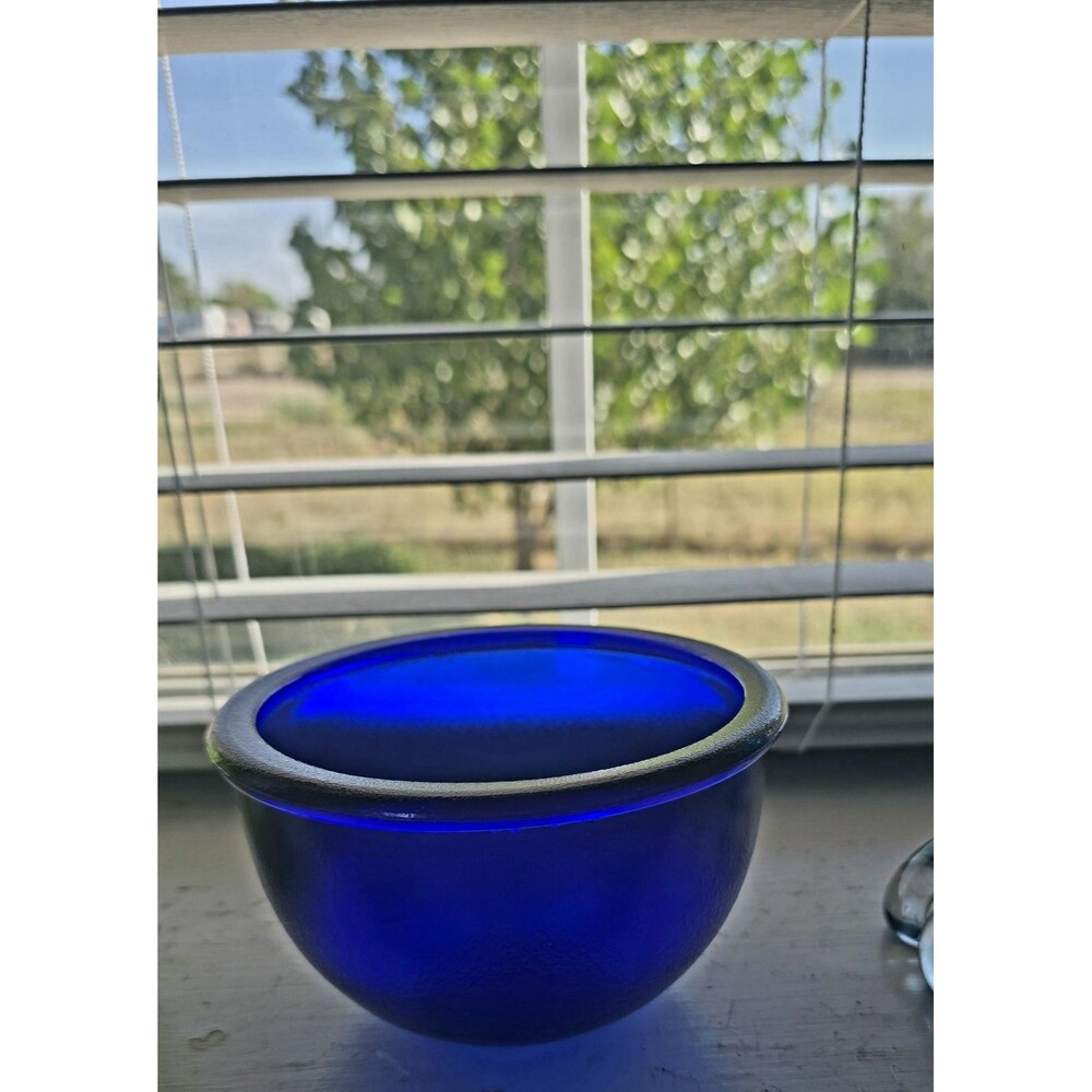 Vintage TAG Cobalt Blue Bowl Recycled Glass Made In Spain 5.5" x 3.5"